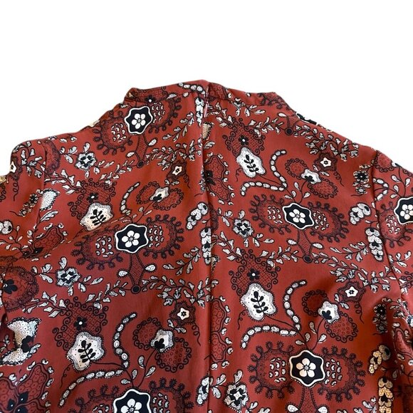 A.L.C. Spencer 100% Silk Floral Print Mini Dress Short Sleeve High Neck Size 4 - Picture 9 of 14